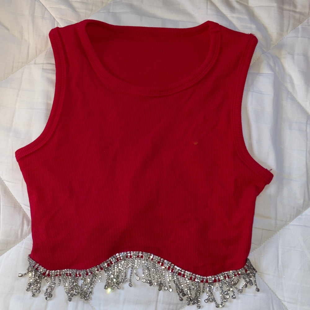 Red Crop Top With Dangles